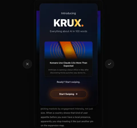 Krux.news introduction card: everything about AI in 100 words
